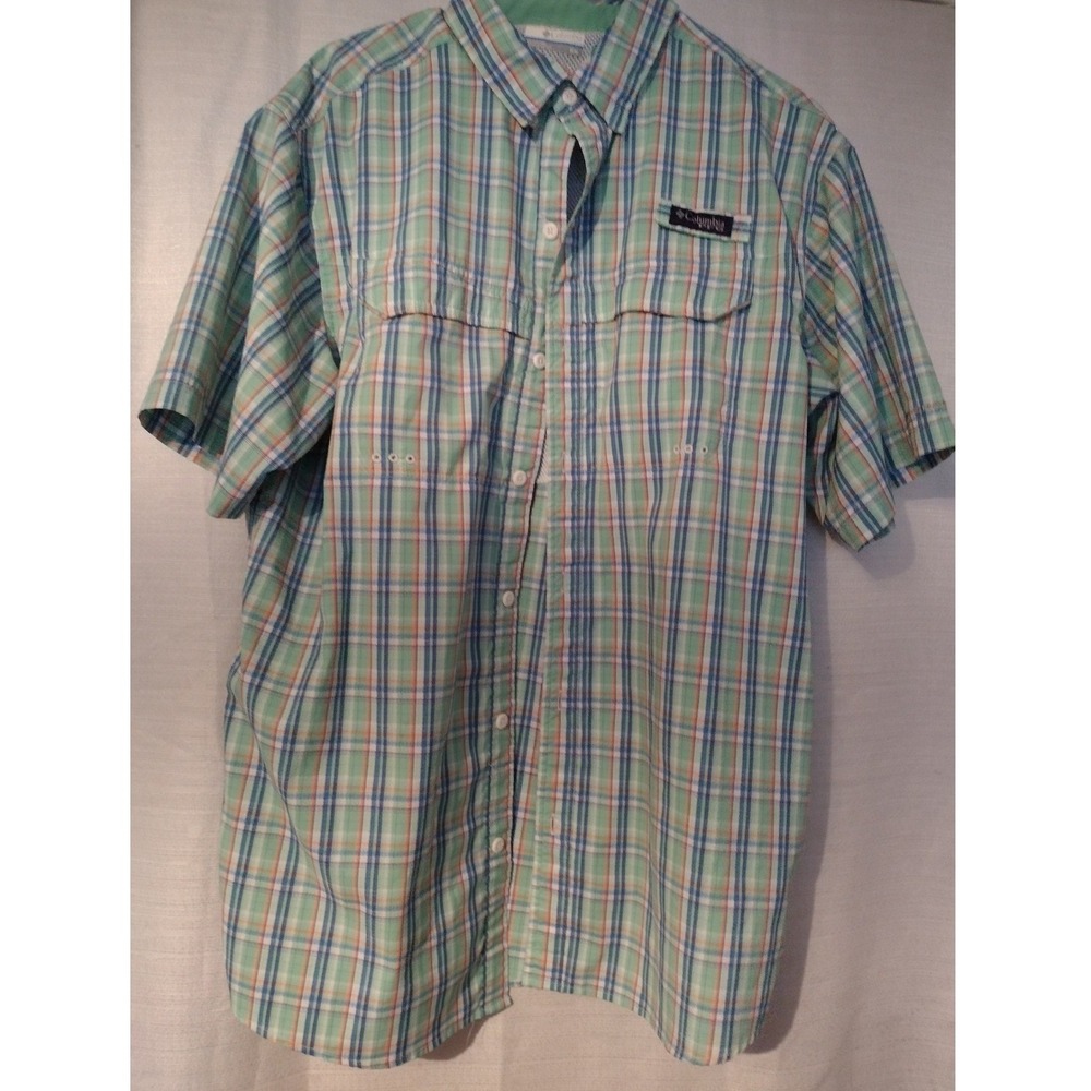 Columbia PFG Men's Plaid Button Front Shirt – Size Medium – Green/Blue